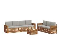 vidaXL Juegos de sofás con cojín 8 pcs Gris Natural y Claro, Juego de Sofás Moderno para Patio, Muebles de Jardín Seccionales, Asientos Resistentes y Cómodos