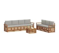 vidaXL Juegos de sofás con cojín 8 pcs Gris Natural y Claro, Juego de Sofás Moderno para Patio, Muebles de Jardín Seccionales, Asientos Resistentes y Cómodos