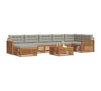 vidaXL Juegos de sofás con cojín 8 pcs Gris Natural y Claro, Set de Sofás Seccionales de Jardín, Asientos Modernos para Exterior, Muebles Resistentes para Relajarse