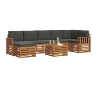 vidaXL Juegos de sofás con cojín 8 pcs Natural y Antracita, Juego de sofá Moderno para jardín, mobiliario seccional para terraza, Duradero y cómodo
