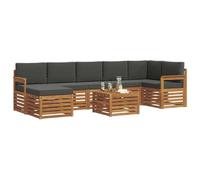 vidaXL Juegos de sofás con cojín 8 pcs Natural y Antracita, Juego de sofá Moderno para jardín, mobiliario seccional para terraza, Duradero y cómodo