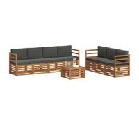 vidaXL Juegos de sofás con cojín 8 pcs Natural y Antracita, Juego de Sofás Moderno para Patio, Muebles de Jardín Seccionales, Asientos Resistentes y Cómodos