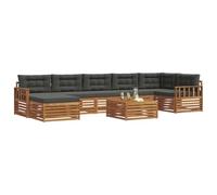 vidaXL Juegos de sofás con cojín 8 pcs Natural y Antracita, Set de Sofás Seccionales de Jardín, Asientos Modernos para Exterior, Muebles Resistentes para Relajarse