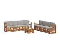 vidaXL Juegos de sofás con cojín 9 pcs Gris Natural y Claro, Sofá de jardín, Moderno y Duradero, Mueble seccional para terraza y Patio, Conjunto de Asientos cómodos