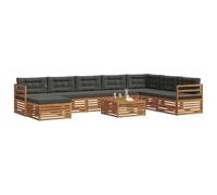 vidaXL Juegos de sofás con cojín 9 pcs Natural y Antracita, Juego de Sofás de Acacia para Exterior, Muebles Modernos, Zona de Lounge, Asientos Cómodos, Diseño Modular