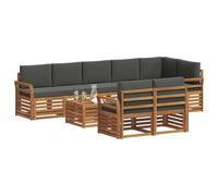 vidaXL Juegos de sofás con cojín 9 pcs Natural y Antracita, Juego de Sofás Moderno para Jardín, Muebles Seccionales Resistentes, Lounge de Acacia, Decoración para Patio