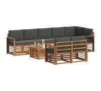 vidaXL Juegos de sofás con cojín 9 pcs Natural y Antracita, Juego de Sofás Moderno para Jardín, Muebles Seccionales Resistentes, Lounge de Acacia, Decoración para Patio