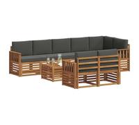 vidaXL Juegos de sofás con cojín 9 pcs Natural y Antracita, Juego de Sofás Moderno para Jardín, Muebles Seccionales Resistentes, Lounge de Acacia, Decoración para Patio