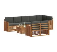 vidaXL Juegos de sofás con cojín 9 pcs Natural y Antracita, Juego de Sofás Moderno para Jardín, Muebles Seccionales Resistentes, Lounge de Acacia, Decoración para Patio
