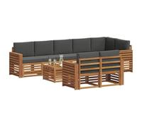vidaXL Juegos de sofás con cojín 9 pcs Natural y Antracita, Juego de Sofás Moderno para Jardín, Muebles Seccionales Resistentes, Lounge de Acacia, Decoración para Patio