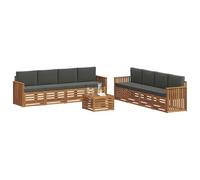 vidaXL Juegos de sofás con cojín 9 pcs Natural y Antracita, Sofá de jardín, Moderno y Duradero, Mueble seccional para terraza y Patio, Conjunto de Asientos cómodos