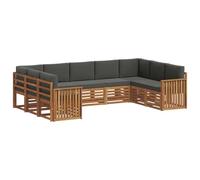vidaXL Juegos de sofás con cojín 9 pcs Natural y Antracita, Sofá Moderno para el jardín, Mueble seccional Duradero, Ideal para terraza y cómodos Momentos al Aire Libre