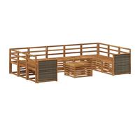 vidaXL Juegos de sofás Madera de Acacia Sólida, Muebles de Jardín, Sofá Exterior Moderno, Set Seccional para Terraza y Patio, Diseño Duradero y Cómodo