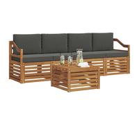 vidaXL Juegos de sofás Natural y Antracita Madera de Acacia Sólida, Sofá Exterior Moderno, Duradero y cómodo, Set seccional, Ideal para Patio y terraza