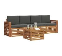 vidaXL Juegos de sofás Natural y Antracita Madera de Acacia Sólida, Sofá Exterior Moderno, Duradero y cómodo, Set seccional, Ideal para Patio y terraza