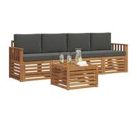 vidaXL Juegos de sofás Natural y Antracita Madera de Acacia Sólida, Sofá Exterior Moderno, Duradero y cómodo, Set seccional, Ideal para Patio y terraza