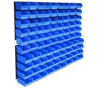 vidaXL Kit de cajas de almacenaje 96 piezas con paneles de pared para herramientas Azul