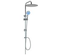 vidaXL Conjunto Ducha sin Grifo Monomando Barra Vertical Alcachofa Mano Ajustable Altura Cabezal Lluvia Redondo Basculante Plateado Acero Inoxidable