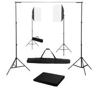 vidaXL Kit de Estudio Fotográfico con Focos Softbox y Telón de Fondo Soportes Juego de Lámparas Luces Trípode Fotografía Escenarios Profesional