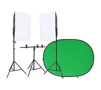 vidaXL Kit de Estudio Fotográfico con Iluminación y Fondo Lámpara Regulable Parasoles Portátil Soporte Ajustable con Bolsa Transporte