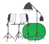 vidaXL Kit de Estudio Fotográfico con Iluminación y Fondo Lámpara Regulable Parasoles Portátil Soporte Ajustable con Bolsa Transporte