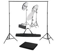 vidaXL Kit de Estudio Fotográfico, Kit con Set de Luces y Fondo, Lámparas para Fotografía, Kit de Iluminación Soportes y Telón de Fondo