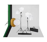 vidaXL Kit de Estudio Fotográfico con Lámparas Fondo y Reflector Soporte Fondo Sistema Lámparas Luz Iluminación Fácil de Configurar y Usar
