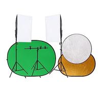 vidaXL Kit de Estudio Fotográfico con Luces, Fondo y Reflector Lámpara Regulable Parasoles Portátil Soporte Ajustable con Bolsa Transporte