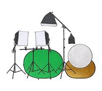 vidaXL Kit de Estudio Fotográfico con Luces, Fondo y Reflector Lámpara Regulable Parasoles Portátil Soporte Ajustable con Bolsa Transporte