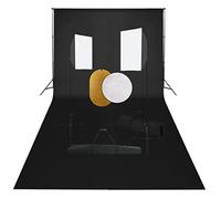 vidaXL Kit de Estudio Fotográfico con Luces Softbox Fondo y Reflector Soporte Fondo Sistema Lámparas Luz Iluminación Fácil de Configurar y Usar