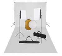 vidaXL Kit de Estudio Fotográfico con Luces Softbox Fondo y Reflector Soporte Fondo Sistema Lámparas Luz Iluminación Fácil de Configurar y Usar