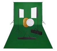 vidaXL Kit de Estudio Fotográfico con Luces Softbox Fondo y Reflector Soporte Fondo Sistema Lámparas Luz Iluminación Fácil de Configurar y Usar