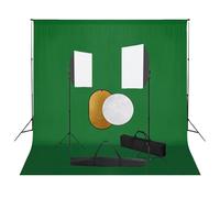 vidaXL Kit de Estudio Fotográfico con Luces Softbox Fondo y Reflector Soporte Fondo Sistema Lámparas Luz Iluminación Fácil de Configurar y Usar
