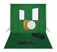 vidaXL Kit de Estudio Fotográfico con Luces Softbox Fondo y Reflector Soporte Fondo Sistema Lámparas Luz Iluminación Fácil de Configurar y Usar