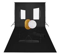 vidaXL Kit de Estudio Fotográfico con Luces Softbox Fondo y Reflector Soporte Fondo Sistema Lámparas Luz Iluminación Fácil de Configurar y Usar