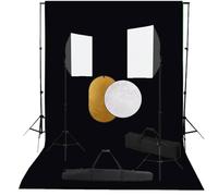 vidaXL Kit de Estudio Fotográfico con Luces Softbox Fondo y Reflector Soporte Fondo Sistema Lámparas Luz Iluminación Fácil de Configurar y Usar