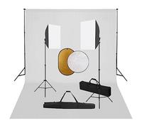 vidaXL Kit de Estudio Fotográfico con Luces Softbox Fondo y Reflector Soporte Fondo Sistema Lámparas Luz Iluminación Fácil de Configurar y Usar