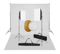 vidaXL Kit de Estudio Fotográfico con Luces Softbox Fondo y Reflector Soporte Fondo Sistema Lámparas Luz Iluminación Fácil de Configurar y Usar