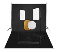 vidaXL Kit de Estudio Fotográfico con Luces Softbox Fondo y Reflector Soporte Fondo Sistema Lámparas Luz Iluminación Fácil de Configurar y Usar