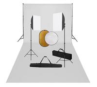 vidaXL Kit de Estudio Fotográfico con Luces Softbox Fondo y Reflector Soporte Fondo Sistema Lámparas Luz Iluminación Fácil de Configurar y Usar