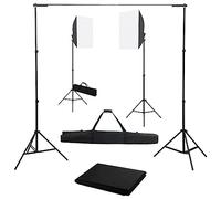vidaXL Kit de Estudio Fotográfico con Focos Softbox y Telón de Fondo Soporte Juego de Fotografía Lámparas Luces Trípode Escenarios Profesional