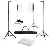 vidaXL Kit Estudio Fotográfico con Focos Softbox y Telones de Fondo Soportes Juego de Lámparas Luces Trípode Fotografía Escenarios Profesional