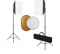 vidaXL Kit de Estudio Fotográfico con Luces Softbox y Reflector Soporte Fondo Sistema Lámparas Luz Iluminación Fácil de Configurar y Usar