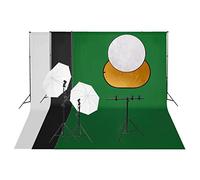 vidaXL Kit de estudio fotográfico – Set de luces, fondo y reflector