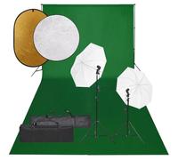 vidaXL Kit de Estudio Fotográfico con Set de Luces, Fondo y Reflector Soporte Pantalla Foto Video Sistema Lámparas Luz Iluminación Plegable