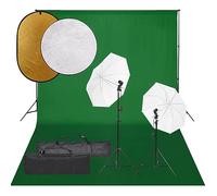 vidaXL Kit de Estudio Fotográfico con Set de Luces, Fondo y Reflector Soporte Pantalla Foto Video Sistema Lámparas Luz Iluminación Plegable
