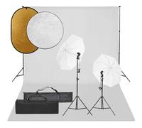 vidaXL Kit estudio fotográfico – Luces, fondo y reflector con soporte plegable para foto y vídeo