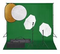 vidaXL Kit de Estudio Fotográfico con Set de Luces, Fondo y Reflector Soporte Pantalla Foto Video Sistema Lámparas Luz Iluminación Plegable