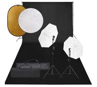 vidaXL Kit de Estudio Fotográfico con Set de Luces, Fondo y Reflector Soporte Pantalla Foto Video Sistema Lámparas Luz Iluminación Plegable