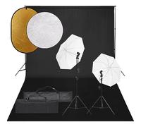 vidaXL Kit de Estudio Fotográfico con Set de Luces, Fondo y Reflector Soporte Pantalla Foto Video Sistema Lámparas Luz Iluminación Plegable